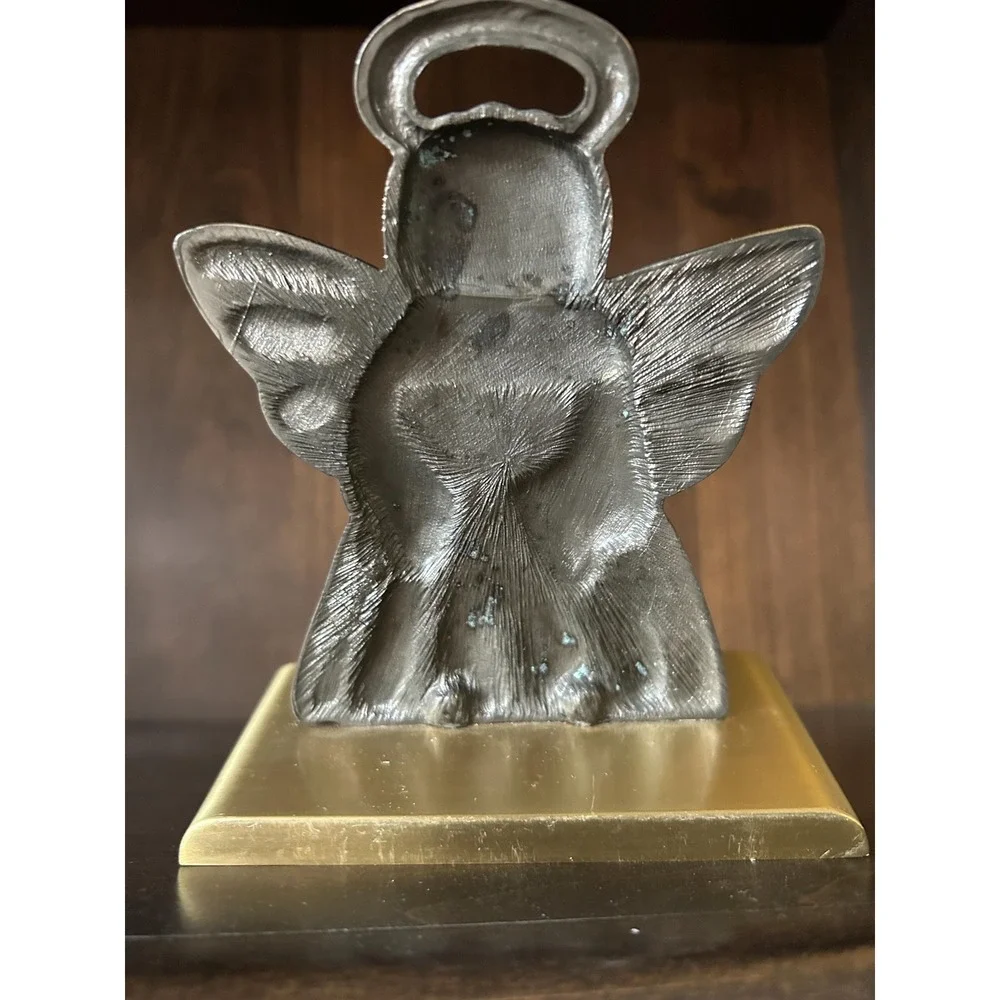 Vintage Heavy Brass Stocking Holder‎ Angel